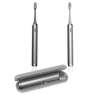 Metal texture  rechargeable Sonic toothbrush with toothbrush sanitizer case